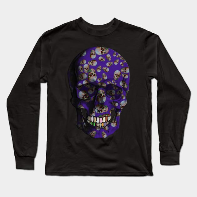 Happy Skull Random Pattern (Purple) Long Sleeve T-Shirt by Diego-t